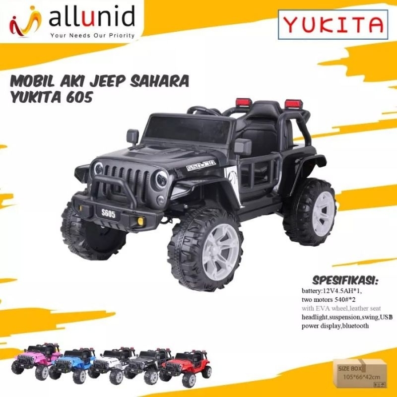 Mobil aki jeep sahara yukita 605