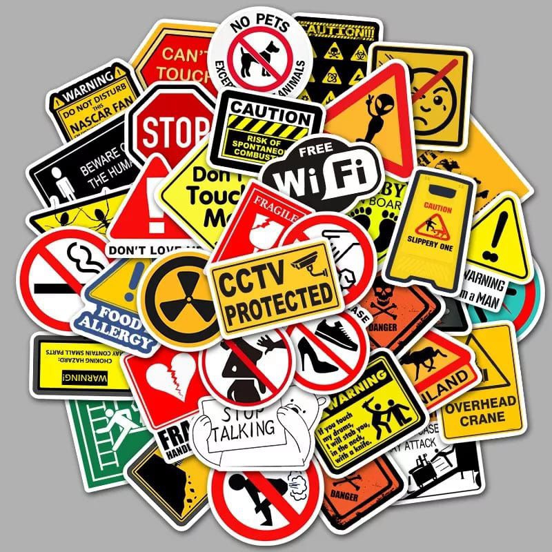 

[LIMITED] 25PCS Sticker PVC Graffity Motif Warning Icons Lucu Anti Air Untuk Dekorasi / Cute Stickers Decoration for DIY Journal / Handphone / Laptop / Kulkas / Koper / Gitar