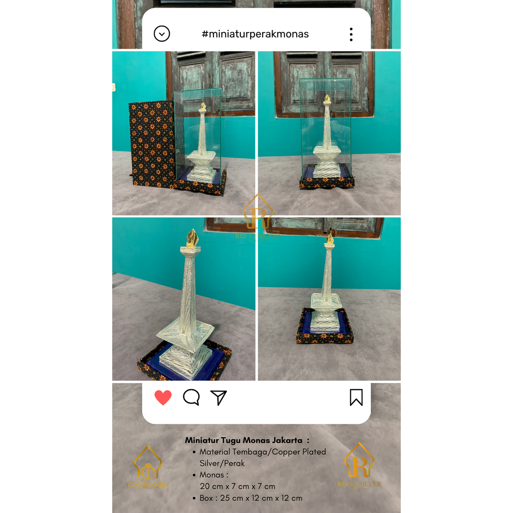 Miniatur Perak/Silver Tugu Monas Jakarta Indonesia