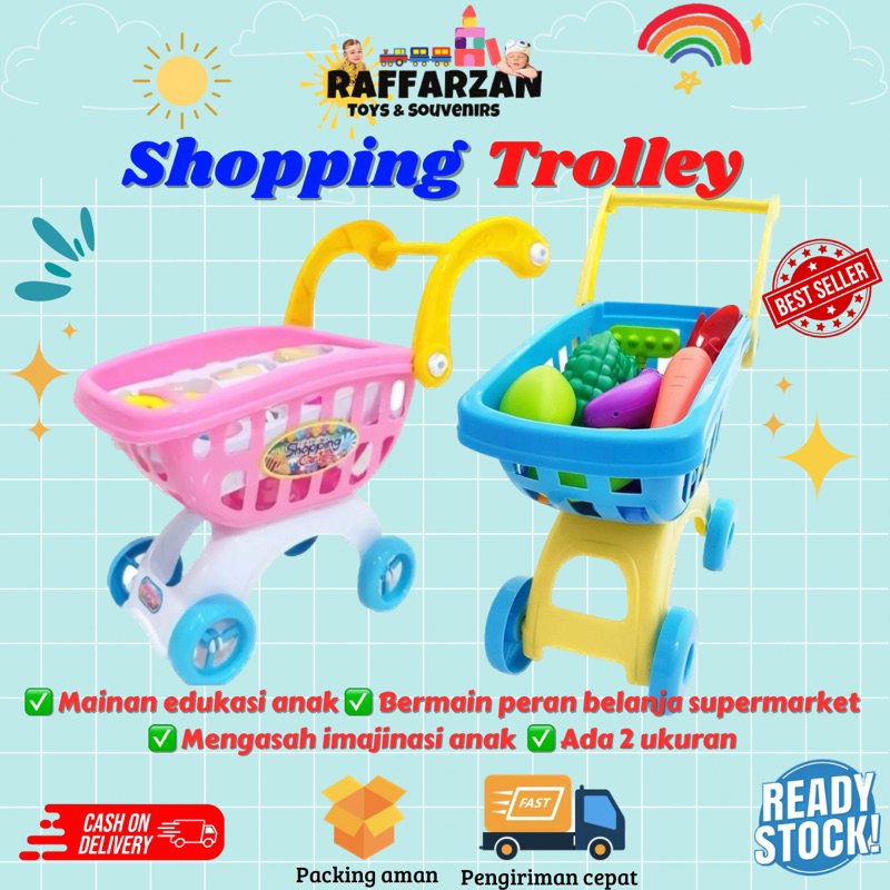 Mainan Anak Perempuan Trolley Supermarket Mainan Anak Cewek Troli Belanja Trolley Medium Trolley Lar