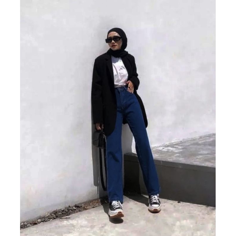 Kulot Jeans Lose  Pants -Celana Highwaist  Panjang  Wanita