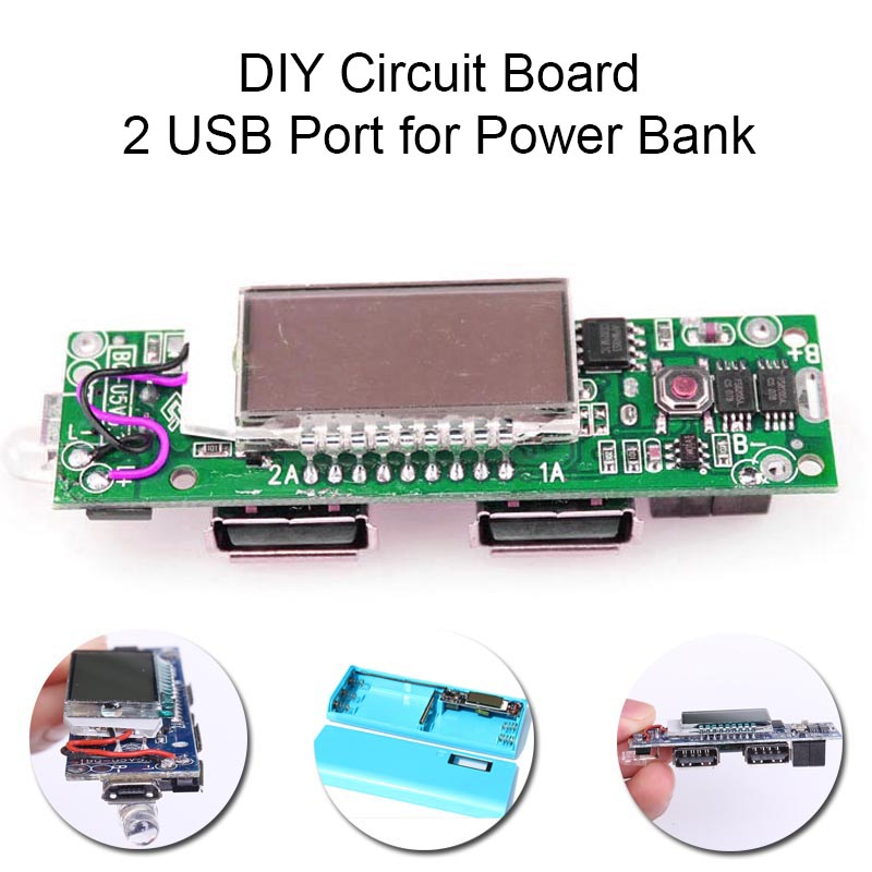 Papan Modul Pcb Charger Power Bank DIY Circuit Board 2 USB Port LCD Display 5 Section Rakitan