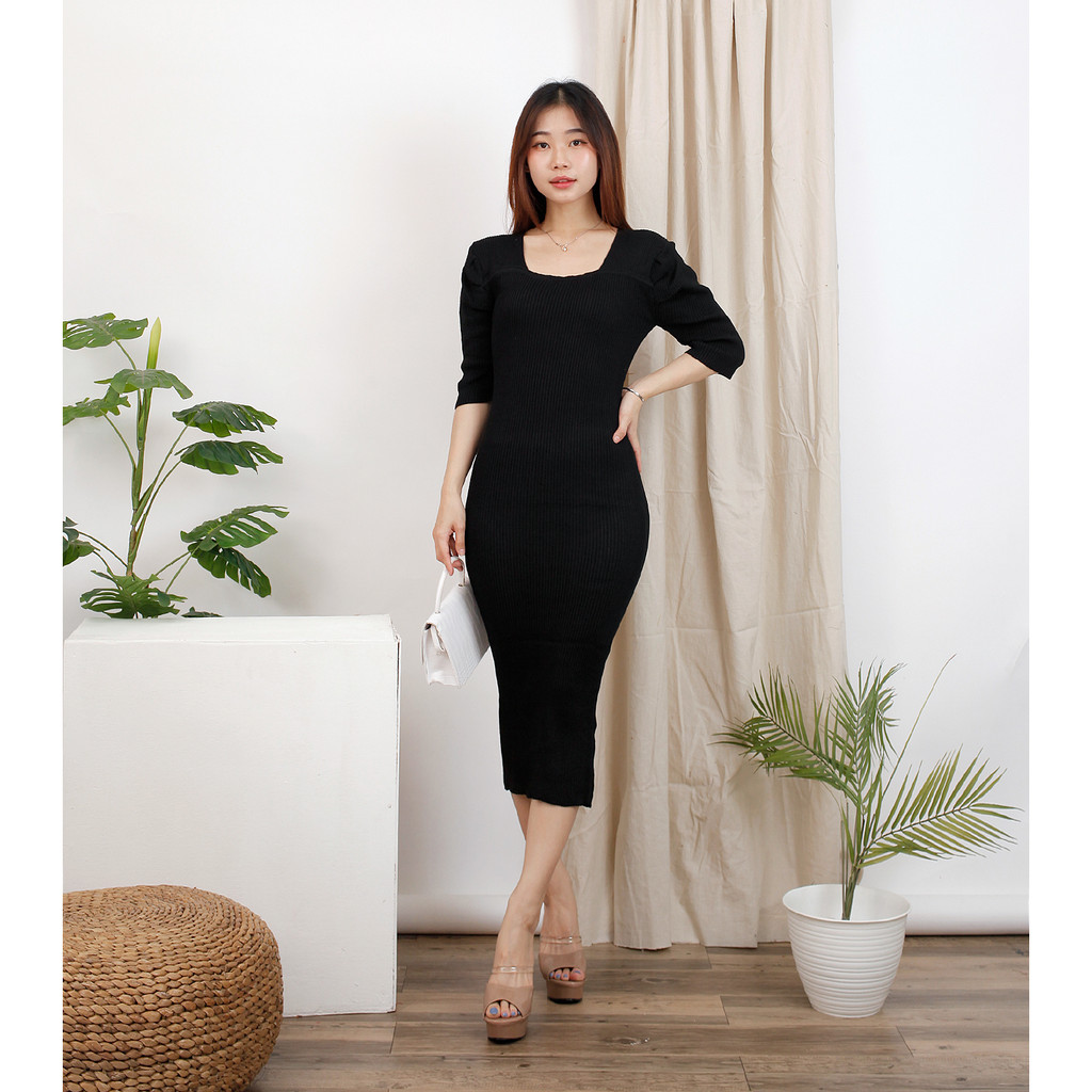 Toply shop Dres rajut andina / Dres knitt korea style  / Dres rajut bodycon / Korean dres