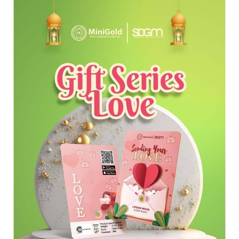 MINIGOLD Gift Series 0.025 Gram Love New Kemasan PVC TERMURAH TERLARIS Emas Mini Emas Batangan Logam Mulia Murni 24 Karat Bersertifikat Resmi Asli Original Tabungan Emas Souvenir Keren Mewah