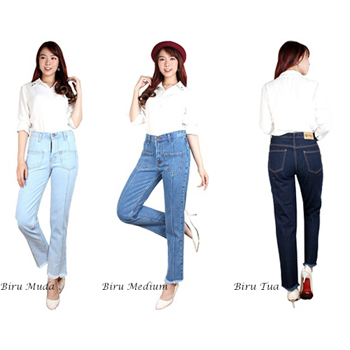 PIYAMAKUMU BF NIKITA CELANA JEANS BOYFRIEND JEANS DENIM WANITA PLAIN POLOS CEWE CEWEK CELANA PANJANG