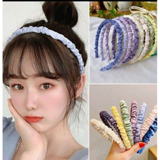 Serbagrosirmurah Scrunchie Bando Kerut Import Korea Headband Kain Satin Halus  BENDO KOREA STYLE AKSESORIS