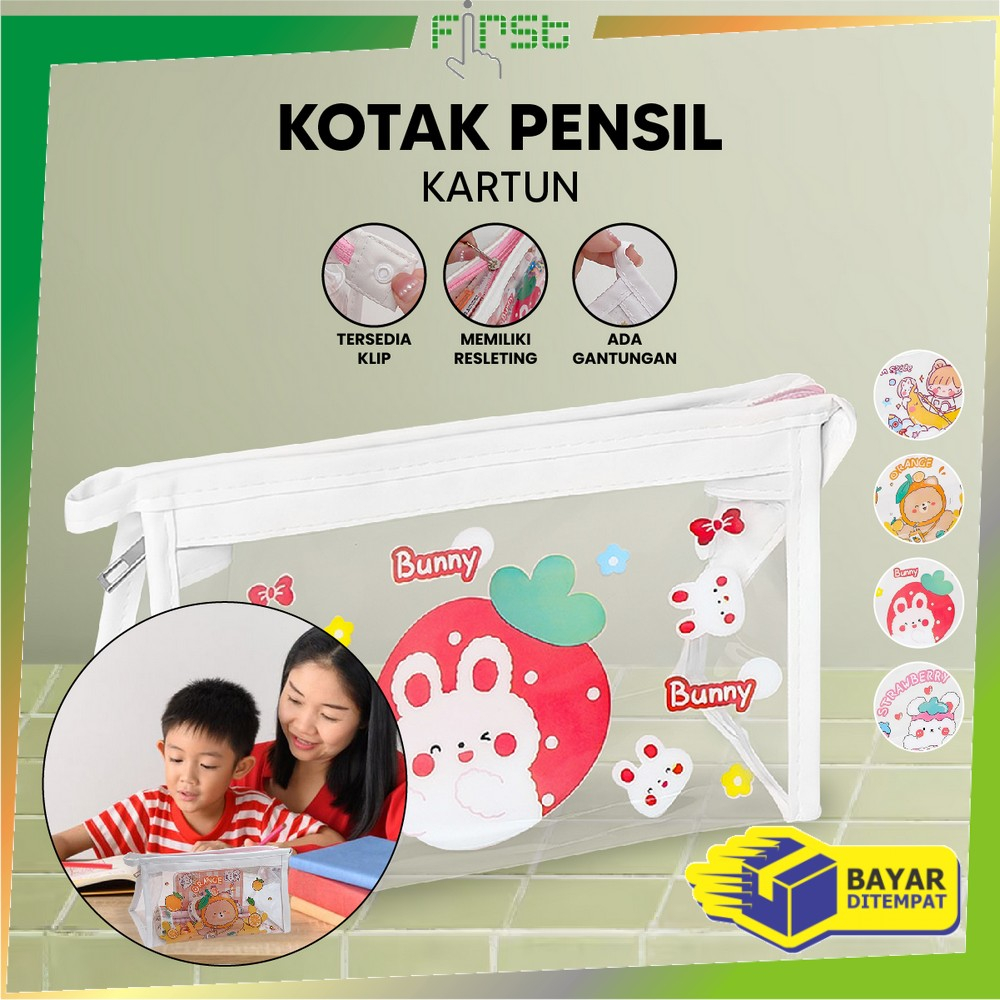 

FH-A60 Tempat Pensil Transparan Motif Kartun Tas Pouch Kosmetik / Tas Kosmetik Travel Multifungsi Ala Korea Pouch Serbaguna