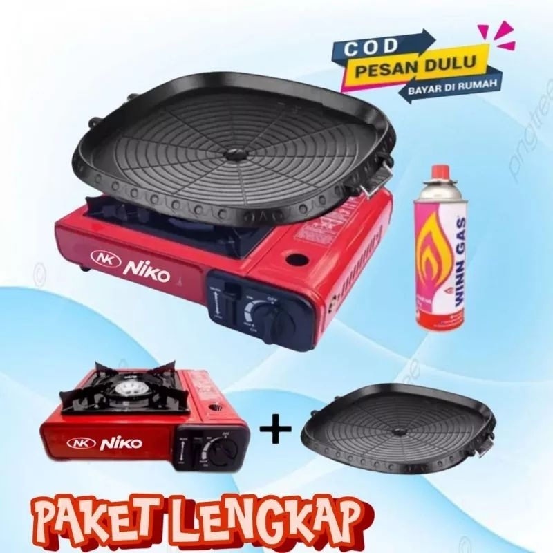 Bulgogi Pan 32CM , Alat Panggang  ,ULTRA GRILL  BBQ  + Kompor Portable  Progas , Niko OMICKO3