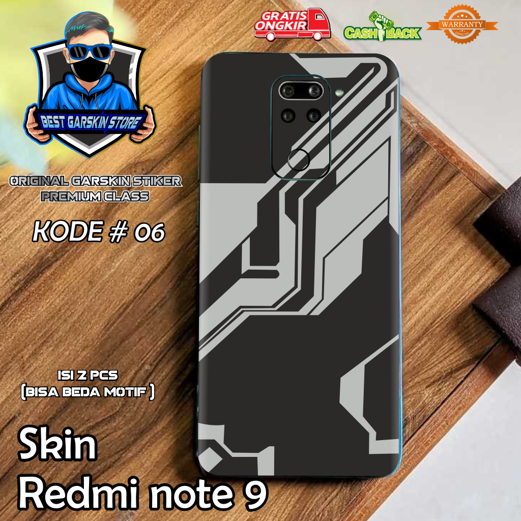 Isi 2 Pcs Garskin Protector Redmi Note 9 Motif 6-10 ( Bisa Request Gambar sendiri)