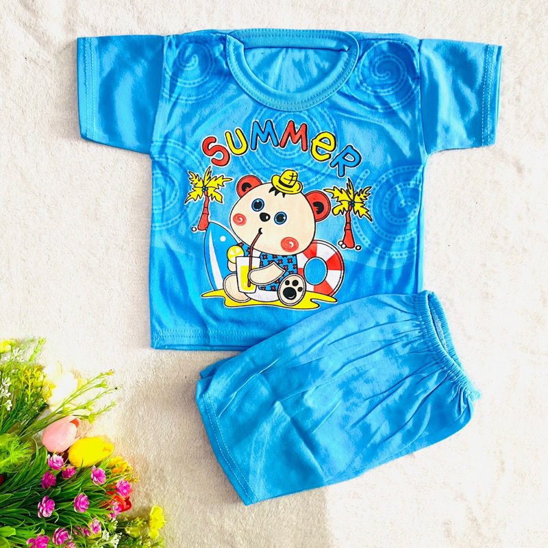 Setelan Anak 1 2 Tahun Anak Cowok Laki laki lengan pendek celana pendek Summer baby set lucu kekinian terbaru viral ( Setelan SUMMER Baby Dring )