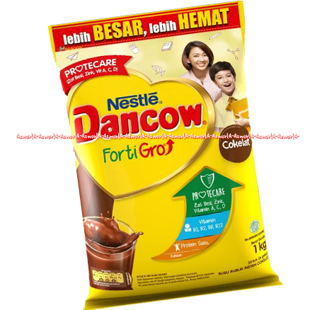 Nestle Dancow Fortigro 1Kg Chocolate Protecare Susu Cokelat Kemasan Plastik Pouch Bubuk Coklat 1000gr