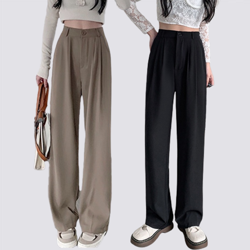 XIAOZHAINV Celana Wanita Korean Style High Waist Loose Pants 0035