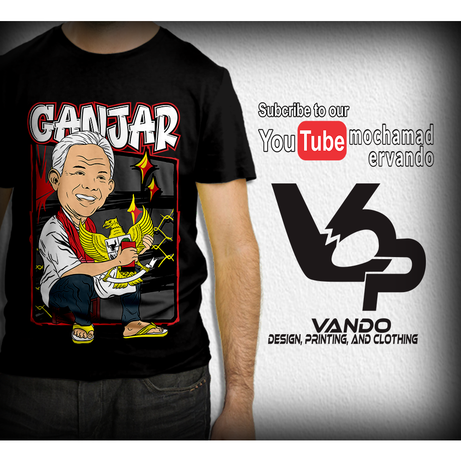 KAOS GANJAR PRANOWO / KAOS PRIA DISTRO SAHABAT GANJAR / GANJAR PRANOWO / BAJU HITAM LENGAN PENDEK
