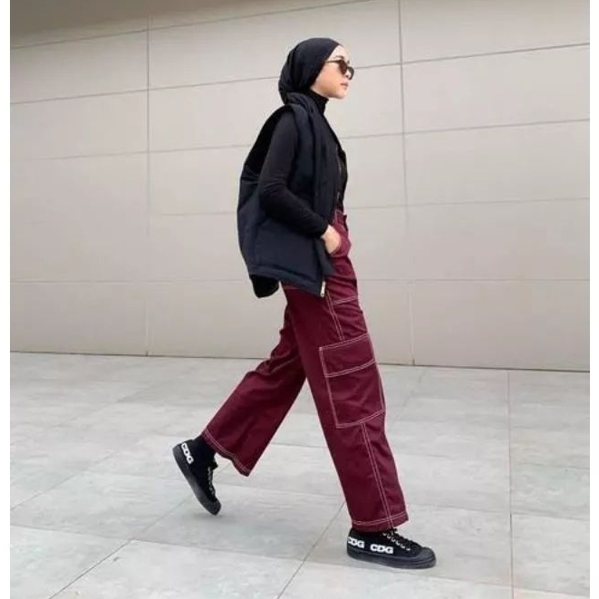 Amber Chino Cargo Pants Wanita / Celana Korea Cewek Terbaru / Baggy Kulot wanita pants