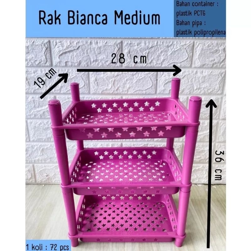 RAK PLASTIK 3 SUSUN / RAK BUMBU DAPUR/RAK KOSMETIK MINI/RAK PORTABLE SERBAGUNA RAK BIANCA MEDIUM 3SUSUN