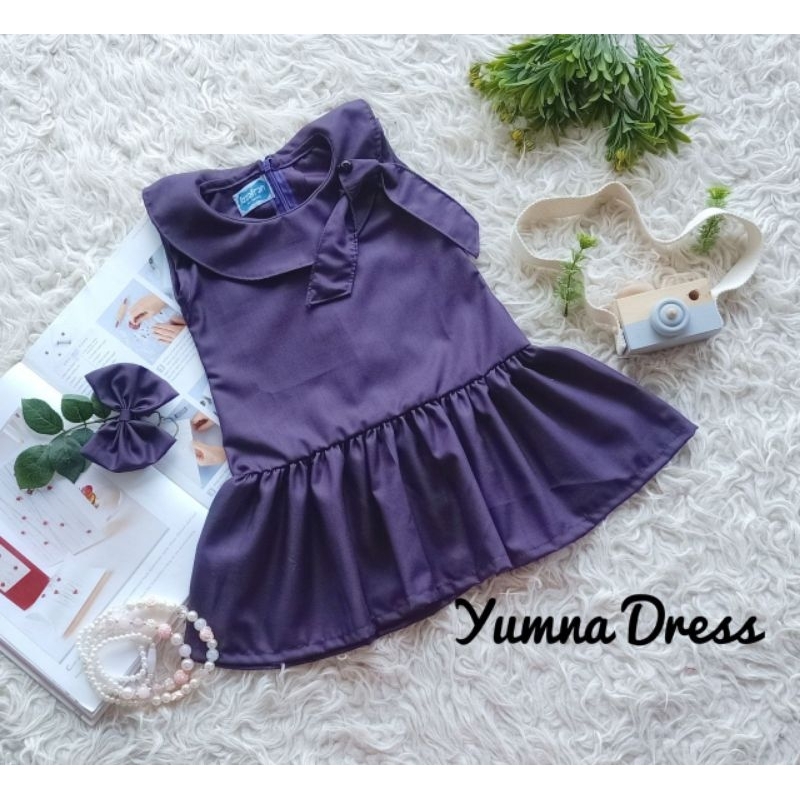 YUMNA DRESS WARNA UNGU TUA/MINI DRES KEKINIAN/BAJU ANAK PEREMPUAN/DRES ANAK PEREMPUAN/MINI DRES KATU