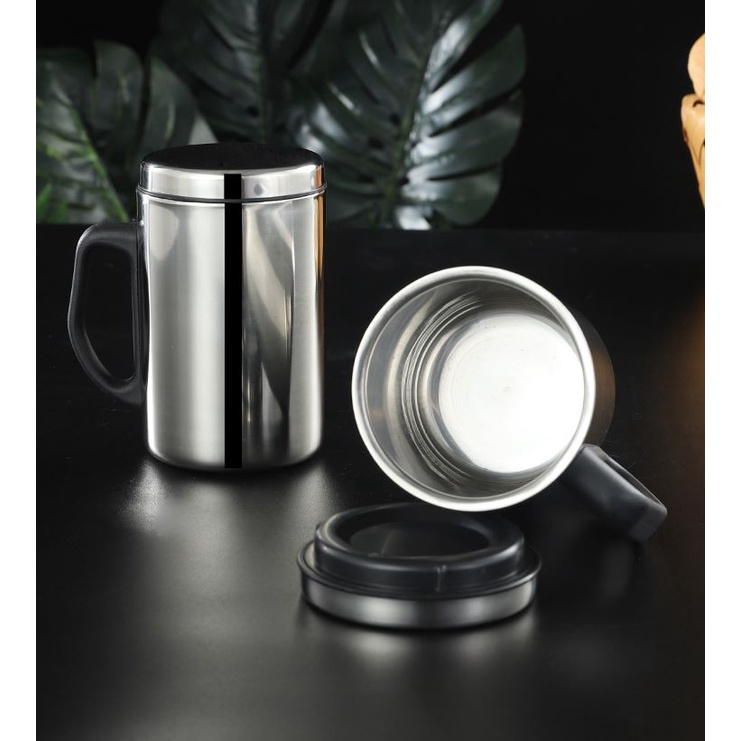 [GROSIR] GELAS MUG THERMOS STAINLESS STEEL 500ML 500 ML 0.5L 0,5L 0.5 0,5 L BAJA TAHAN KARAT PANAS GAGANG SERBAGUNA MULTIFUNGSI