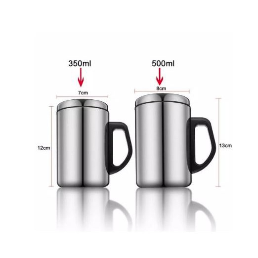 [GROSIR] GELAS MUG THERMOS STAINLESS STEEL 500ML 500 ML 0.5L 0,5L 0.5 0,5 L BAJA TAHAN KARAT PANAS GAGANG SERBAGUNA MULTIFUNGSI