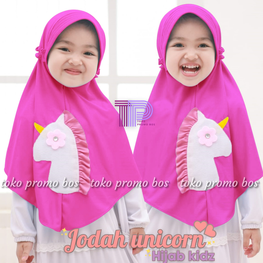 Hijab Anak TK Jodah Uniqorn Karakter Kuda Poni / Hijab Anak Perempuan Usia 4-7 Tahun / Jilbab Anak T