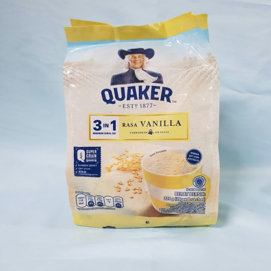 

Quaker 3 in 1 Minuman Cereal Oat Rasa Vanilla 224grm ( 28g X 8 )