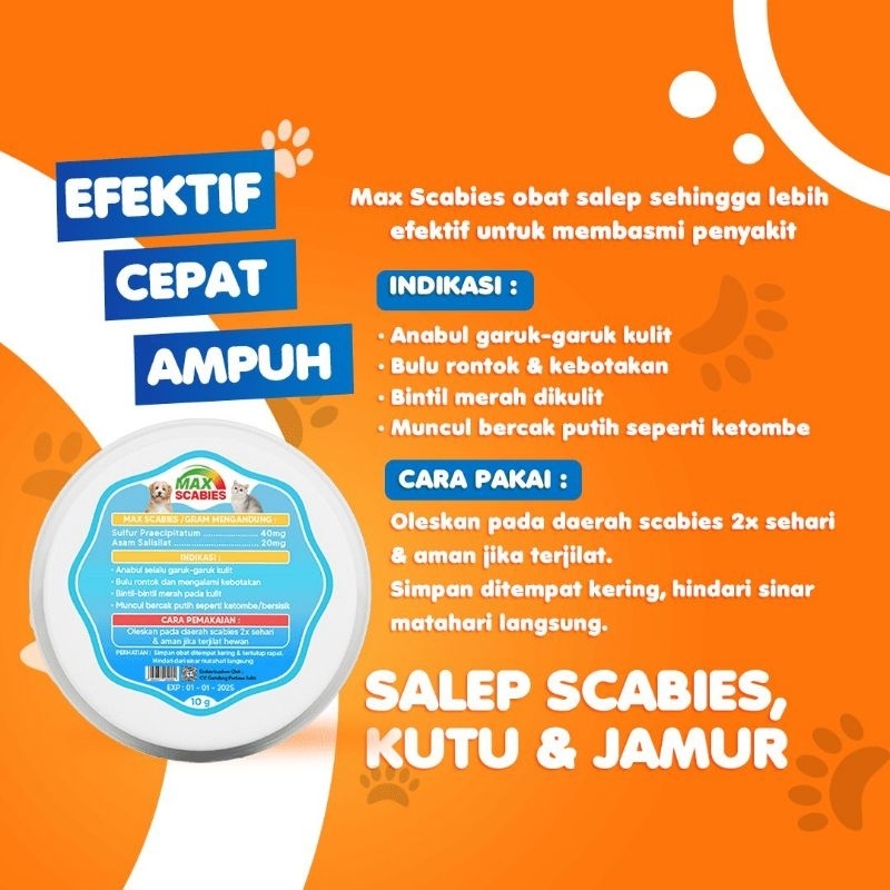 MAX SCABIES SALEP ANTI KUTU JAMUR DOG CAT 10 GRM MG AMPUH