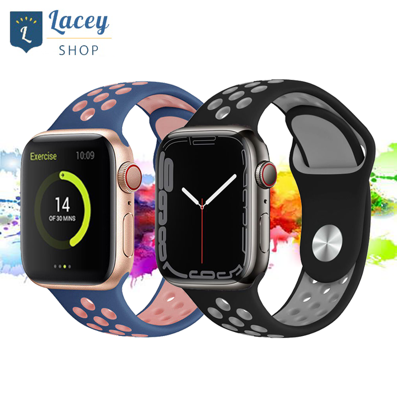 Strap for Apple Watch Series 7/6/SE/5/4/3/2/1 38mm 40mm 42mm 44mm 41mm 45mm Sport Silicone Breathable Hole Band