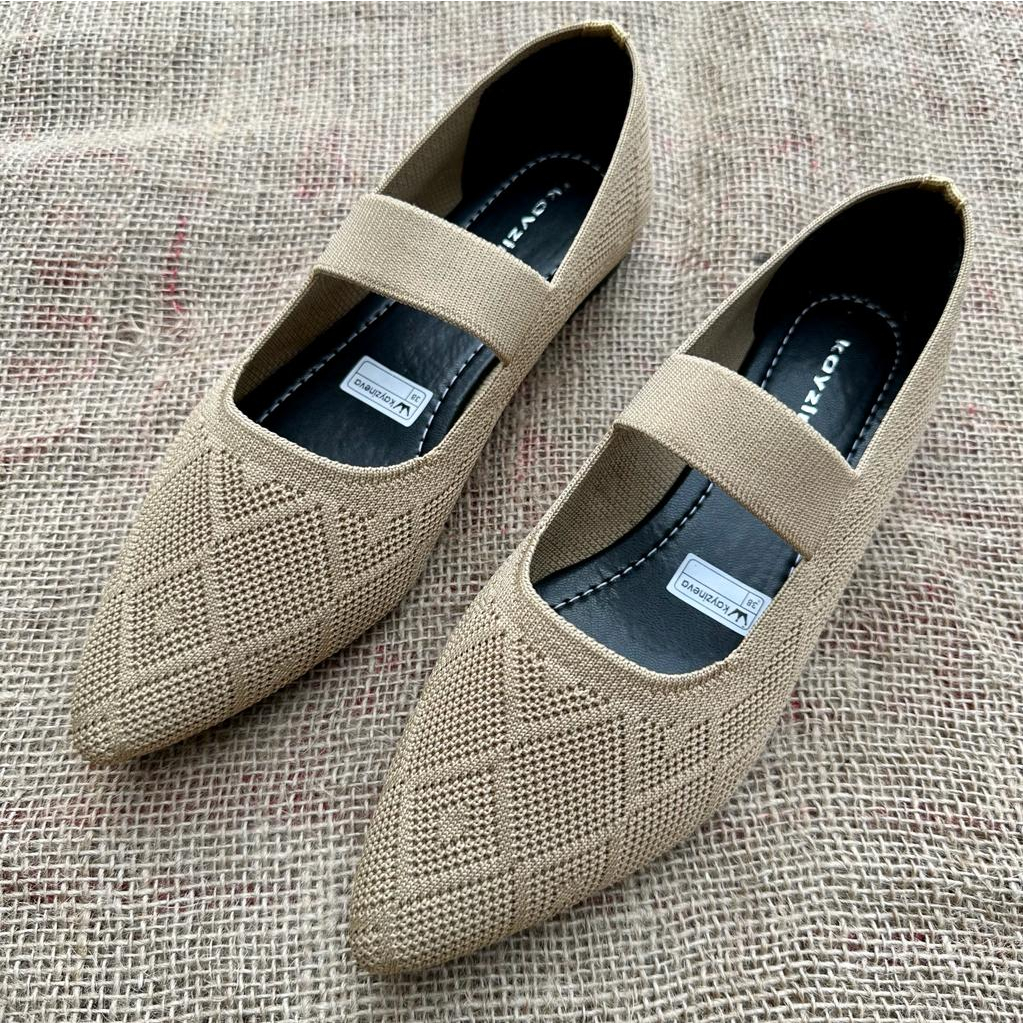 KAYZINEVA | DD01 Sepatu Wanita Rajut / Flat Shoes Tali Tengah Premium