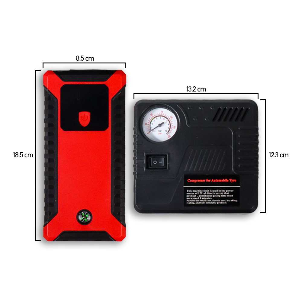 Jump Starter Luxury Power Bank Senter USB 12V 20000mAh Port Layar LED Power Supply Port 4 Charger Multifungsi