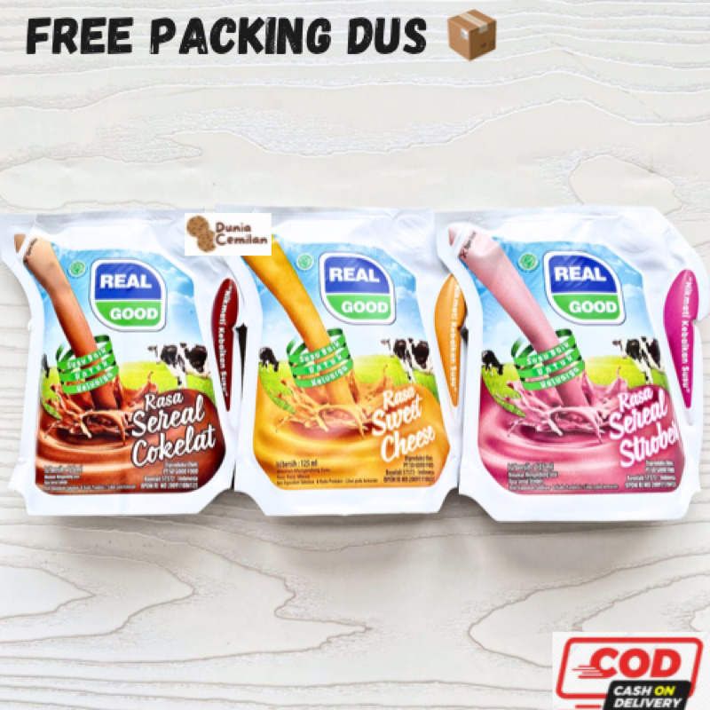 [TERMURAH!] Real Good POUCH 125ml - Susu UHT Enak Murah Free Sedotan