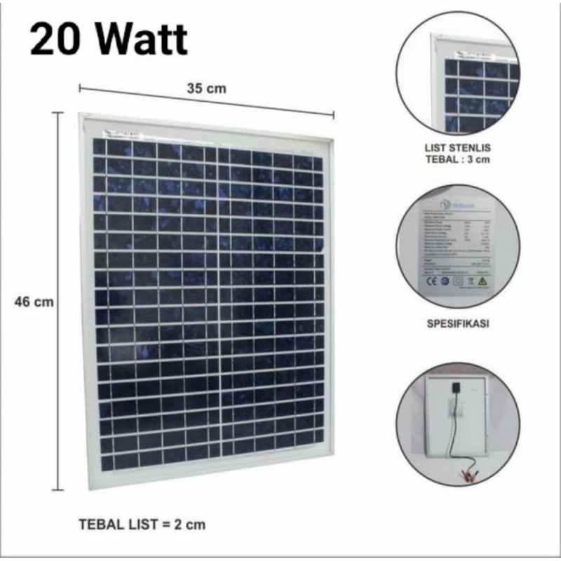 Solar Panel / Panel Surya / Solar Cell 20WP POLY INSCOM