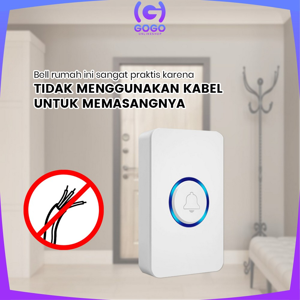 GOGO-C847 Bel Rumah Wireless Tanpa Kabel Nirkabel Remote 1 Transmitter 1 Receiver / Wireless Door Bell Rumah Kantor Waterproof