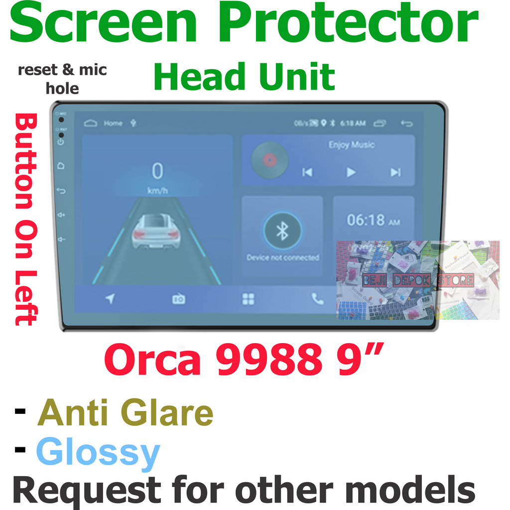 Orca 9988 head unit mobil 9&quot; inch Screen Protector Guard Left Button