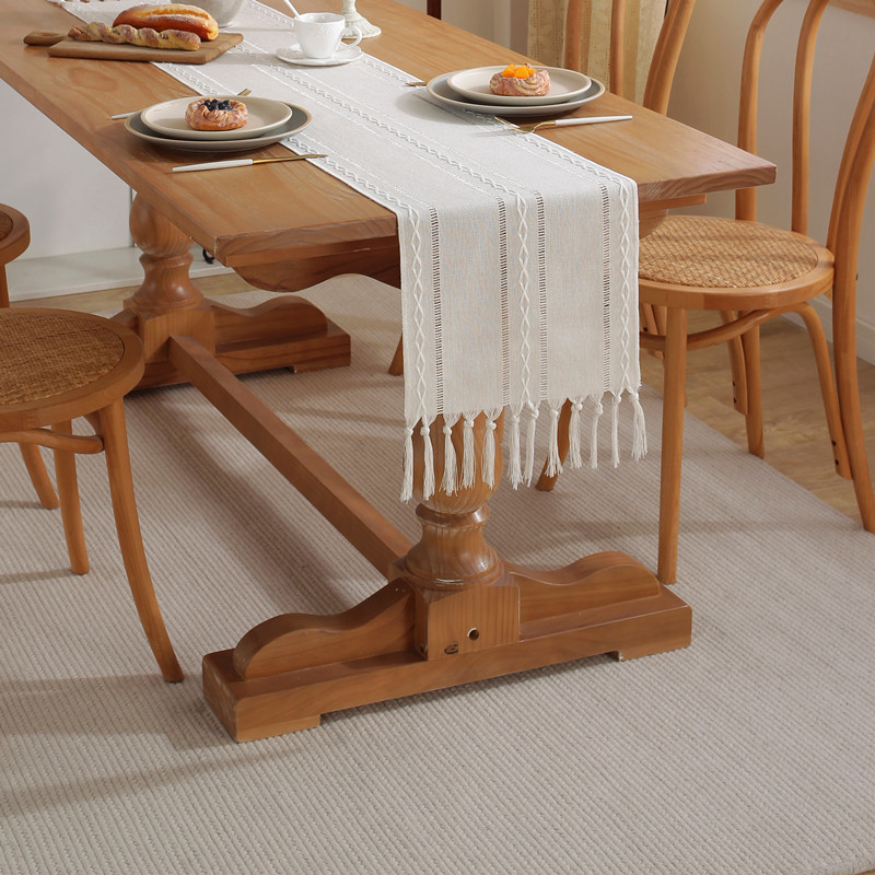 Tassel Table Runner / Taplak Meja Makan Tamu Rajut Simple Macrame Aesthetic Scandinavian Renda