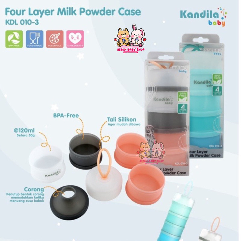 Kandila Milk Powder Case 4 Layer KDL010-3 Tempat Susu Bubuk Portable Kotak Susu Tuang