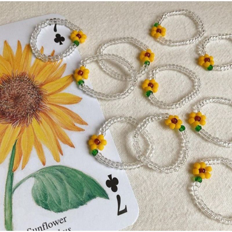 Gelang bunga matahari ~ cincin bunga matahari | beads | gelang manik-manik | gelang daisy