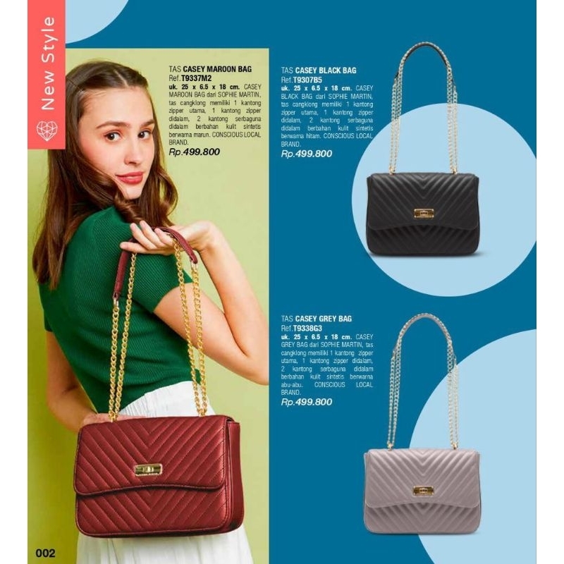 Tas Cangklong wanita Sophie paris Casey black maroon grey cream tas wanita shopie martin paris promo