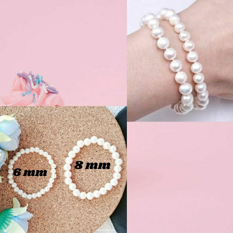 Gelang mutiara 8mm gelang korea gelang kekinian