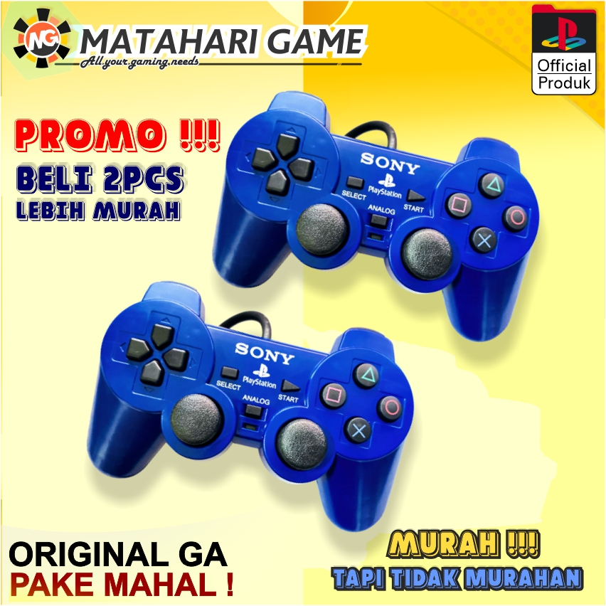 Promo 2Pcs Stick Stik PS2 Playstation 2 Sony Warna Biru / Getar