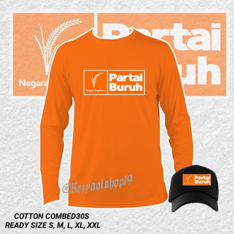 Kaos Lengan Panjang Logo Partai Buruh Bonus Topi-Kaos custom partai