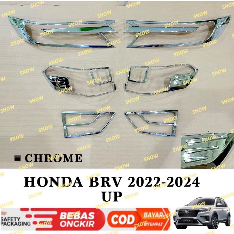 Paket Garnish Lampu Depan Belakang Honda BRV BR-V 2022 2023 2024 UP Hitam Chrome Carbon