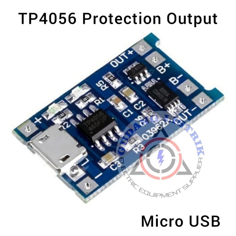 TP4056 Micro USB Module Charger Baterai Lithium 5V 1A With Protection Battery