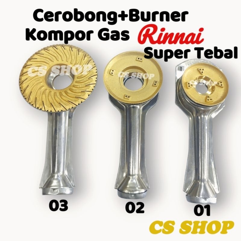 CEROBONG+BURNER KOMPOR GAS RINNAI SUPER TEBAL/CORONG 1 SET RINNAI SUPER TEBAL/TUNGKU+KUNINGAN KOMPOR GAS RINNAI FULL UKURAN