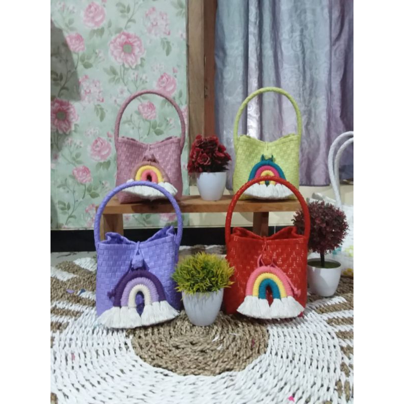 Ready Stock  Tas Anyaman Cute bag Mini Cantik/Tas anyaman plastik
