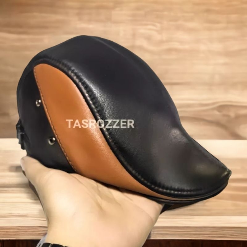 Topi pet kulit asli pria model keren