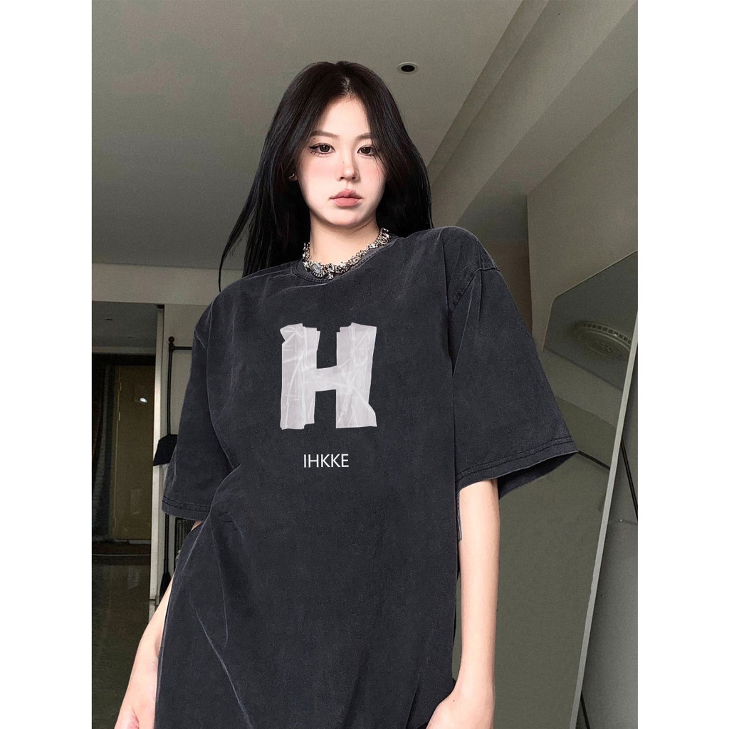 RDGF kaos cowok kekinian kaos cowok keren kaos hitam pria t shirt unisex Kaos alfabet bahasa Inggris/A0725