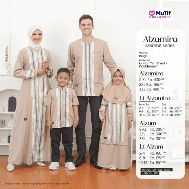 Mutif Sarimbit Alzamira Beige Toasted Brown Mutif Alzamira Mutif Man Alzam Little Alzamira Alzam Baju Muslim Gamis Sarimbit Keluarga Family Series Terbaru Ori Lebaran 2023