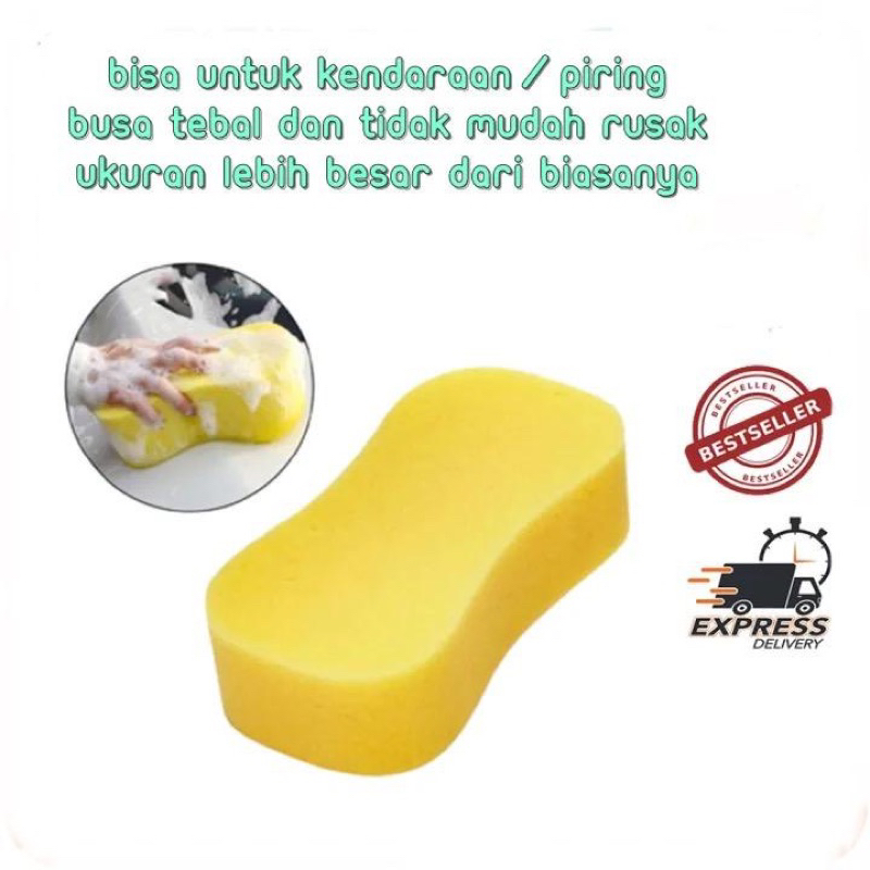 SPONGE BUSA CUCI MOBIL MOTOR PIRING KUNING BENTUK 8 SPON FOAM WASH