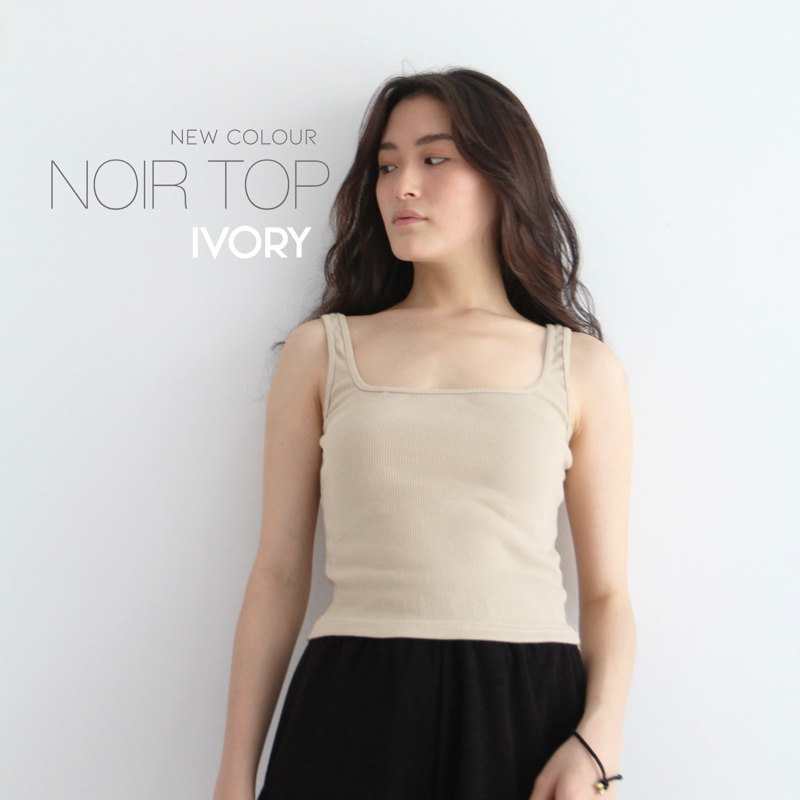 NOIR TOP | Ribbed Knit Square Tank Tanktop Summer Kotak Crop Top Stretch Rib Soma