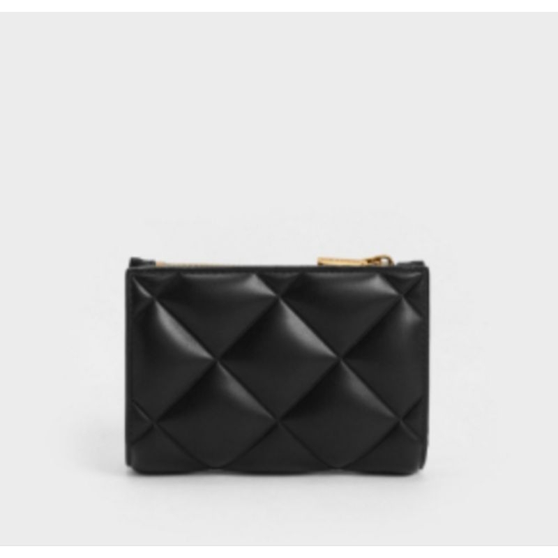 FP Charles & Keith Gemma Quilted Card Holder - Black (Ama)