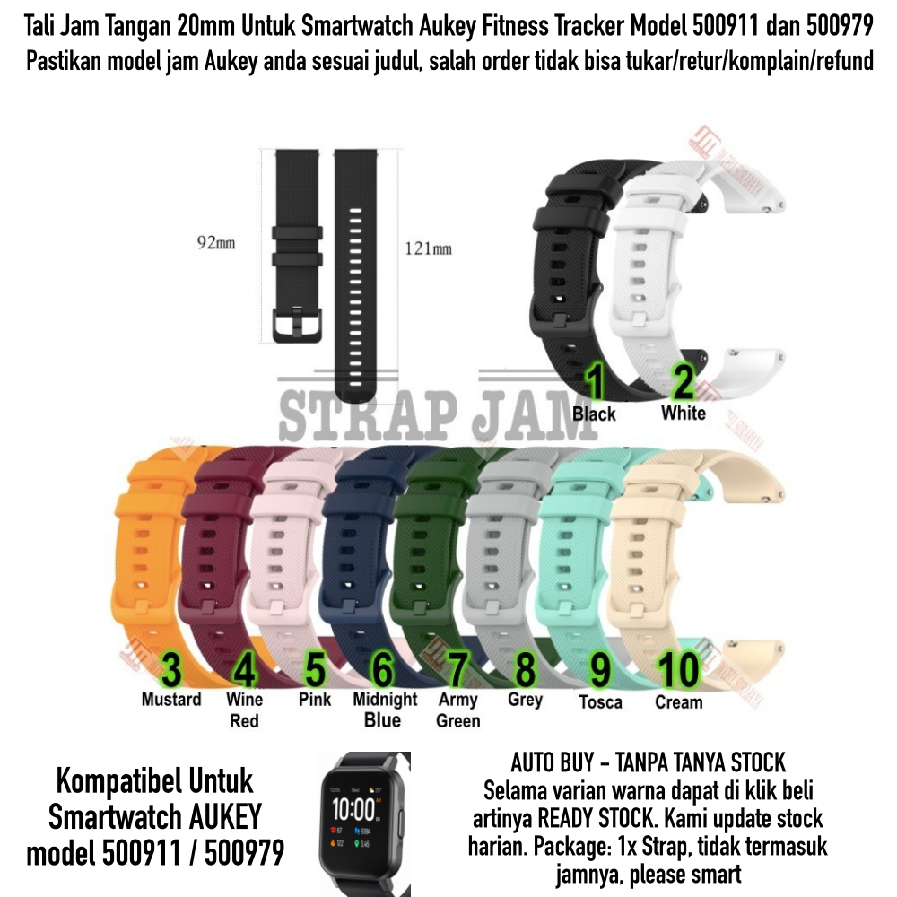 Tali Jam 20mm Strap Aukey Model 500911 / 500979 - OYE Rubber Silikon Lentur